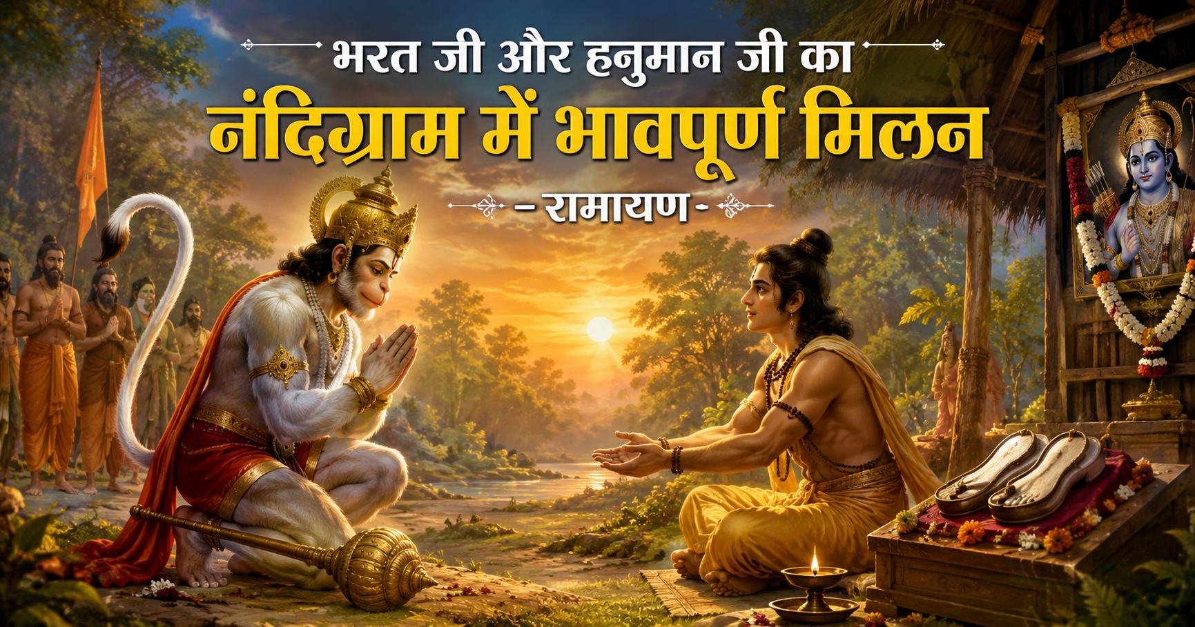 भरत जी और हनुमान जी का नंदिग्राम में भावपूर्ण मिलन — रामायण प्रसंग